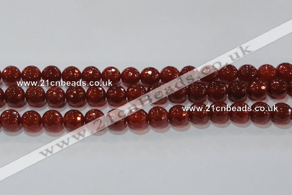 CAG8594 15.5 inches 14mm faceted round red agate gemstone beads