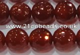 CAG8595 15.5 inches 16mm faceted round red agate gemstone beads