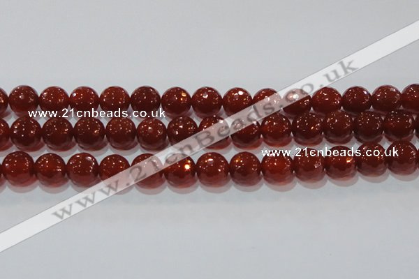 CAG8595 15.5 inches 16mm faceted round red agate gemstone beads