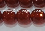 CAG8597 15.5 inches 20mm faceted round red agate gemstone beads