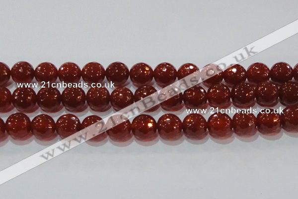 CAG8597 15.5 inches 20mm faceted round red agate gemstone beads