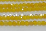 CAG8600 15.5 inches 4mm faceted round yellow agate gemstone beads