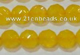 CAG8605 15.5 inches 14mm faceted round yellow agate gemstone beads