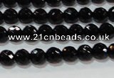 CAG8610 15.5 inches 6mm faceted round black agate gemstone beads