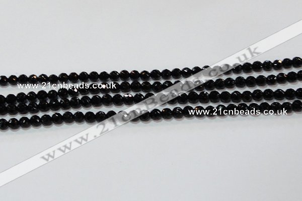 CAG8610 15.5 inches 6mm faceted round black agate gemstone beads