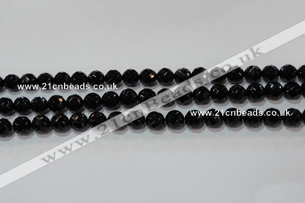 CAG8613 15.5 inches 12mm faceted round black agate gemstone beads