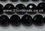 CAG8614 15.5 inches 14mm faceted round black agate gemstone beads