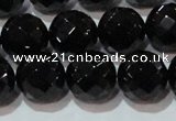 CAG8615 15.5 inches 16mm faceted round black agate gemstone beads