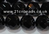 CAG8616 15.5 inches 18mm faceted round black agate gemstone beads