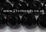 CAG8617 15.5 inches 20mm faceted round black agate gemstone beads