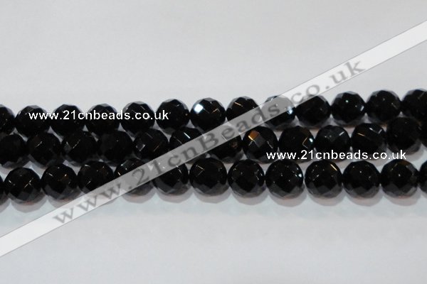 CAG8617 15.5 inches 20mm faceted round black agate gemstone beads