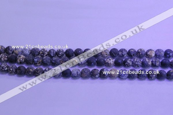 CAG8651 15.5 inches 6mm round matte blue ocean agate beads