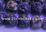 CAG8654 15.5 inches 12mm round matte blue ocean agate beads