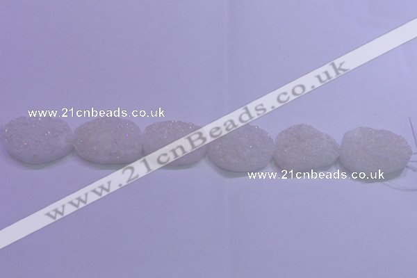 CAG8665 7.5 inches 22*30mm freeform white plated druzy agate beads
