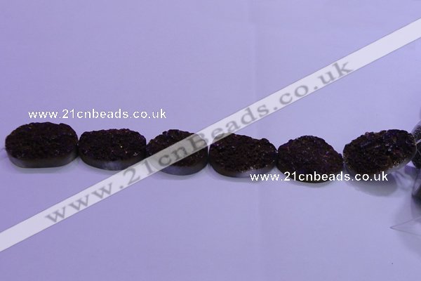 CAG8668 7.5 inches 22*30mm freeform purple plated druzy agate beads