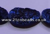 CAG8669 7.5 inches 22*30mm freeform blue plated druzy agate beads