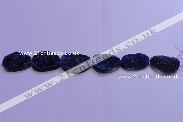 CAG8669 7.5 inches 22*30mm freeform blue plated druzy agate beads