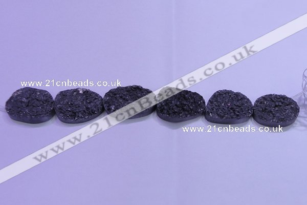 CAG8670 7.5 inches 22*30mm freeform black plated druzy agate beads