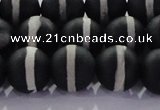 CAG8692 15.5 inches 10mm round matte tibetan agate gemstone beads