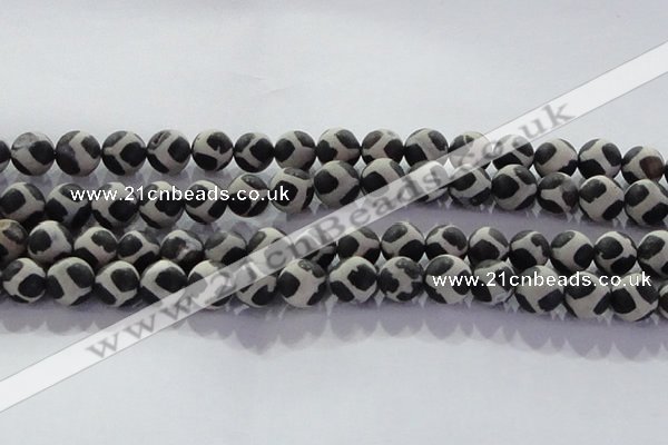 CAG8698 15.5 inches 12mm round matte tibetan agate gemstone beads