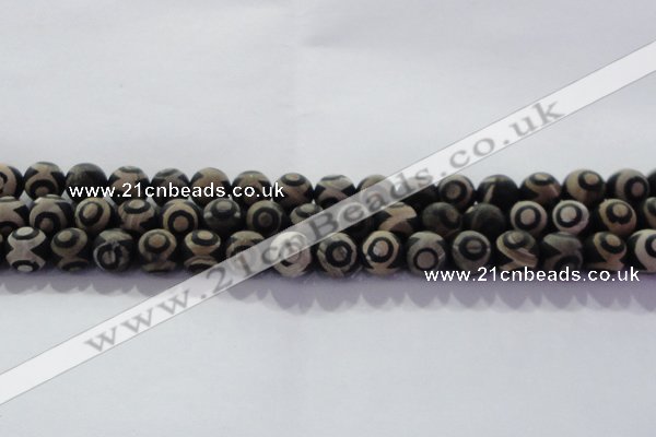 CAG8702 15.5 inches 10mm round matte tibetan agate gemstone beads