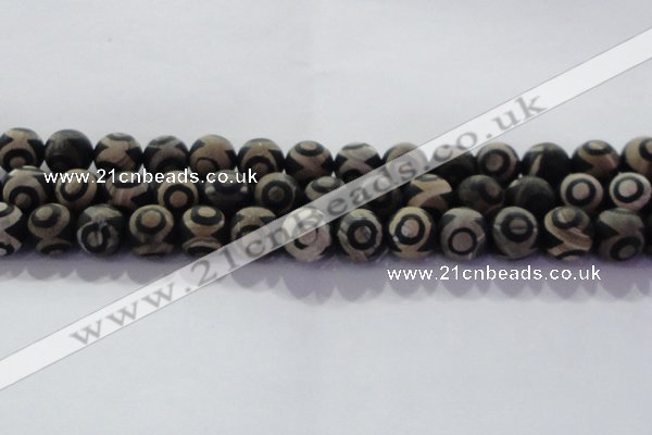 CAG8703 15.5 inches 12mm round matte tibetan agate gemstone beads