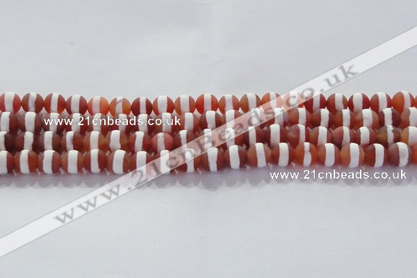 CAG8706 15.5 inches 8mm round matte tibetan agate gemstone beads