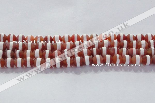 CAG8707 15.5 inches 10mm round matte tibetan agate gemstone beads