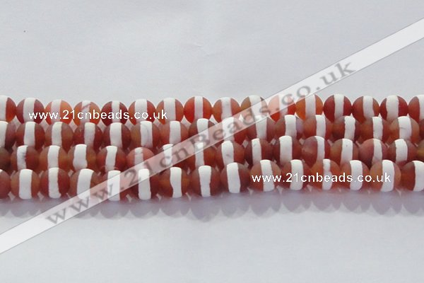 CAG8708 15.5 inches 12mm round matte tibetan agate gemstone beads