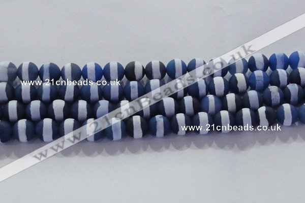 CAG8718 15.5 inches 12mm round matte tibetan agate gemstone beads