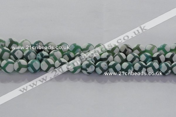 CAG8723 15.5 inches 12mm round matte tibetan agate gemstone beads