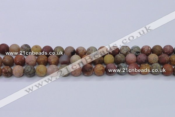 CAG8748 15.5 inches 10mm round matte rainbow agate beads