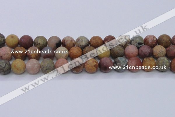 CAG8750 15.5 inches 14mm round matte rainbow agate beads