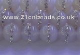 CAG8771 15.5 inches 8mm round agate with rhinestone beads