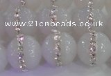 CAG8852 15.5 inches 10mm faceted round agate with rhinestone beads