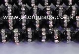 CAG8855 15.5 inches 6mm faceted round agate with rhinestone beads