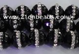 CAG8857 15.5 inches 10mm faceted round agate with rhinestone beads