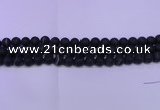 CAG8870 15.5 inches 4mm round matte black line agate beads