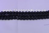 CAG8871 15.5 inches 6mm round matte black line agate beads