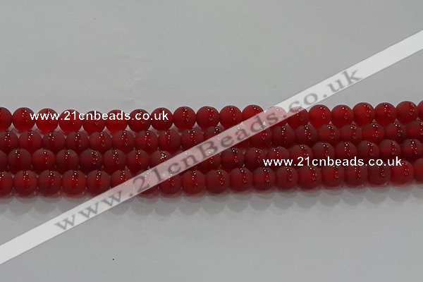 CAG8901 15.5 inches 6mm round matte red agate beads wholesale