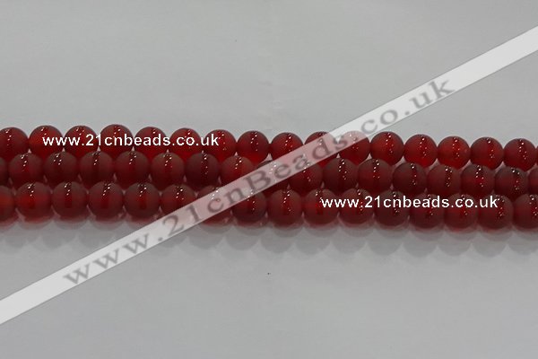 CAG8902 15.5 inches 8mm round matte red agate beads wholesale