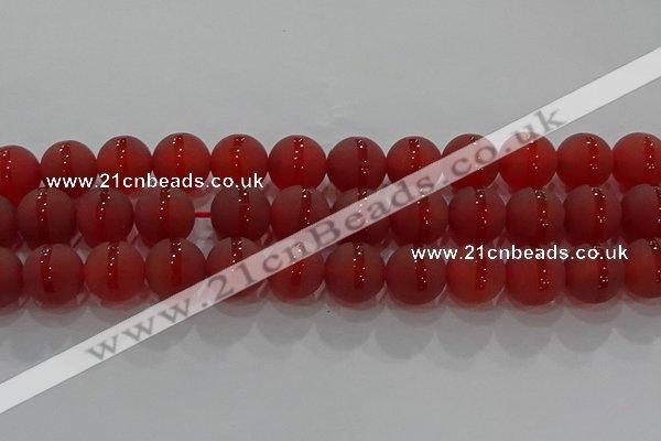 CAG8904 15.5 inches 12mm round matte red agate beads wholesale