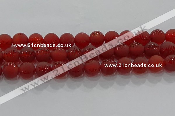 CAG8909 15.5 inches 10mm round matte red agate beads wholesale