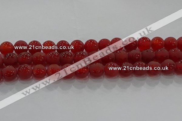 CAG8914 15.5 inches 8mm round matte red agate beads wholesale