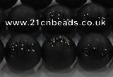 CAG8920 15.5 inches 8mm round matte black agate beads wholesale