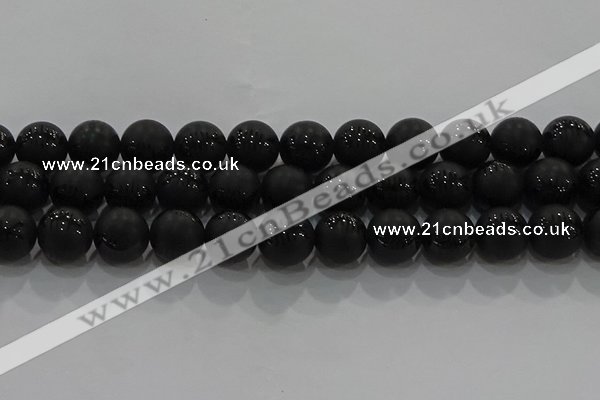 CAG8920 15.5 inches 8mm round matte black agate beads wholesale