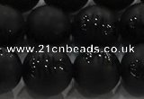 CAG8921 15.5 inches 10mm round matte black agate beads wholesale