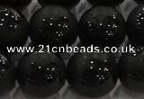 CAG8926 15.5 inches 8mm round matte black agate beads wholesale