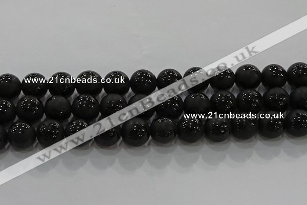 CAG8926 15.5 inches 8mm round matte black agate beads wholesale