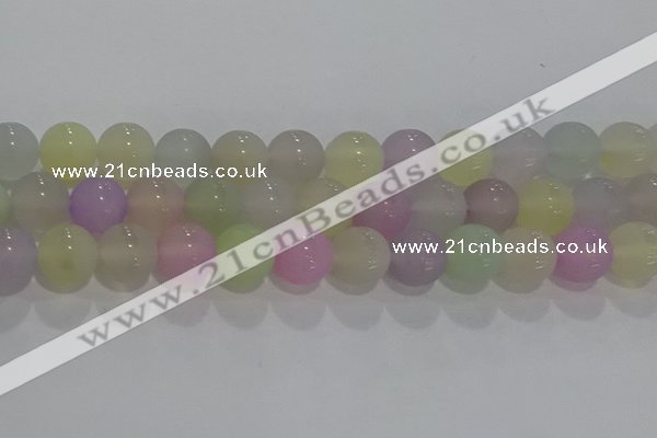 CAG8933 15.5 inches 10mm round matte colorful agate beads wholesale